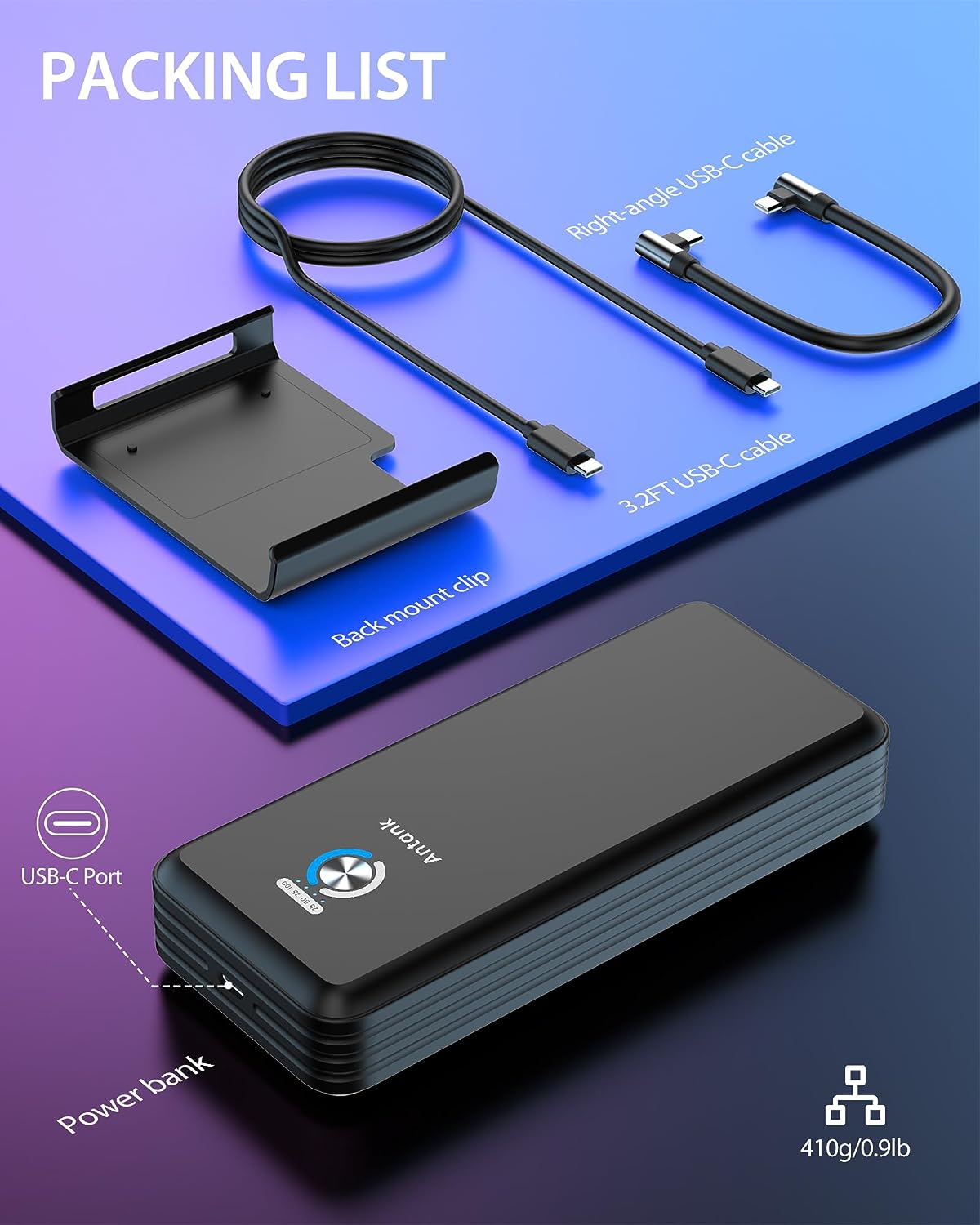 SteamDeck PowerBank: 16000mAh 45W PD 3.0 Fast Charging Portable with Removable Magnetic Back Mount