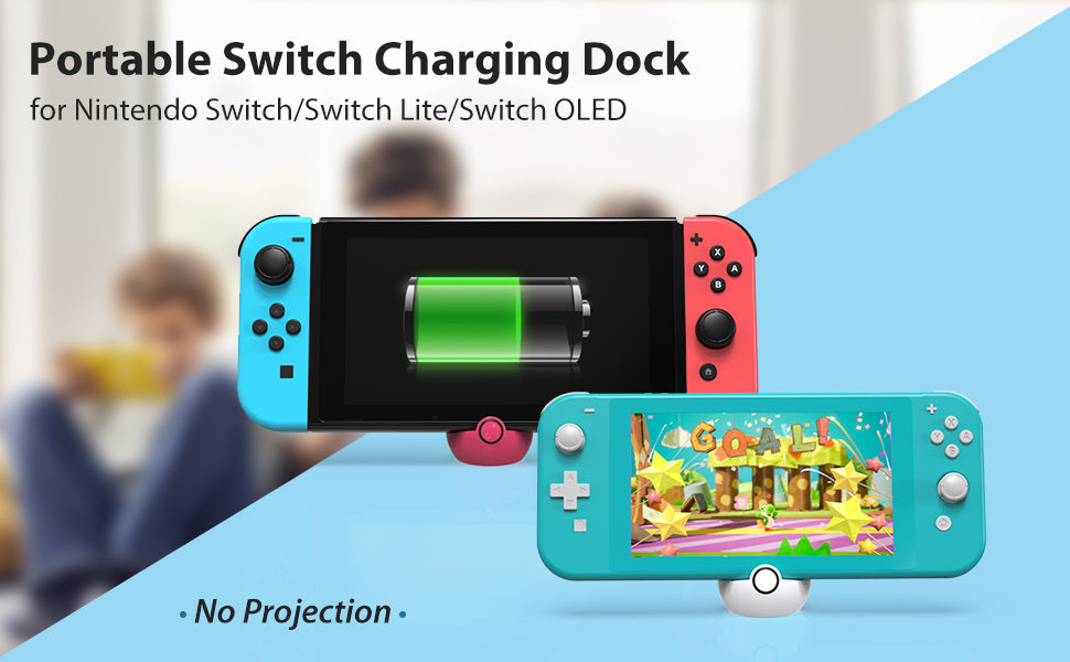  Antank Tiny Charging Stand Compatible with Nintendo Switch/ Switch Lite/Switch OLED, Portable Cute Switch Dock Station with USB-C Port  for Switch Games, No Projection, Red&White : Video Games