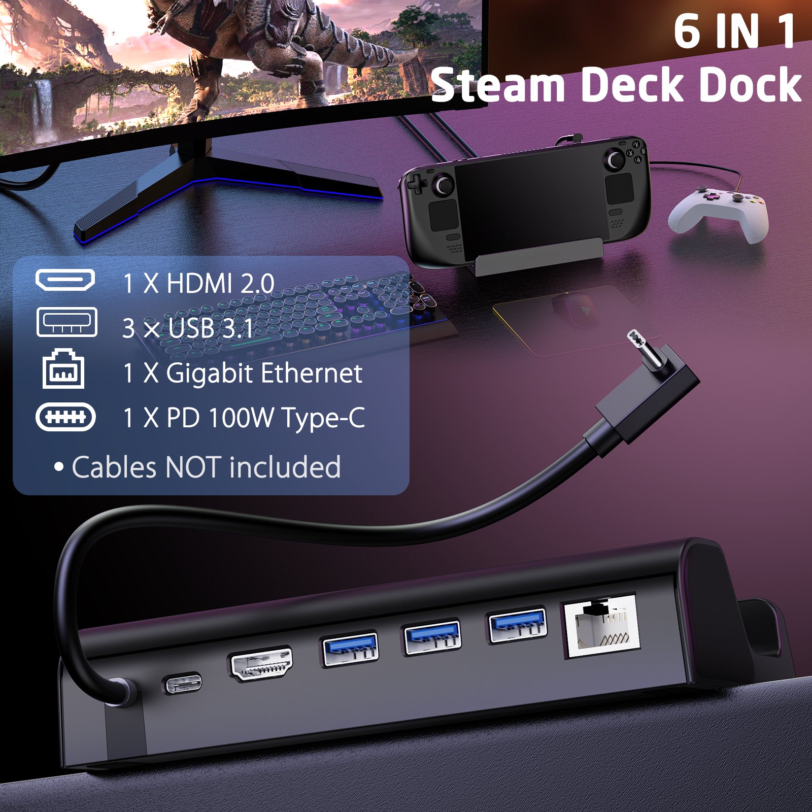 SteamDeck Docking Station: 6in-1 plastic / HDMI 4K