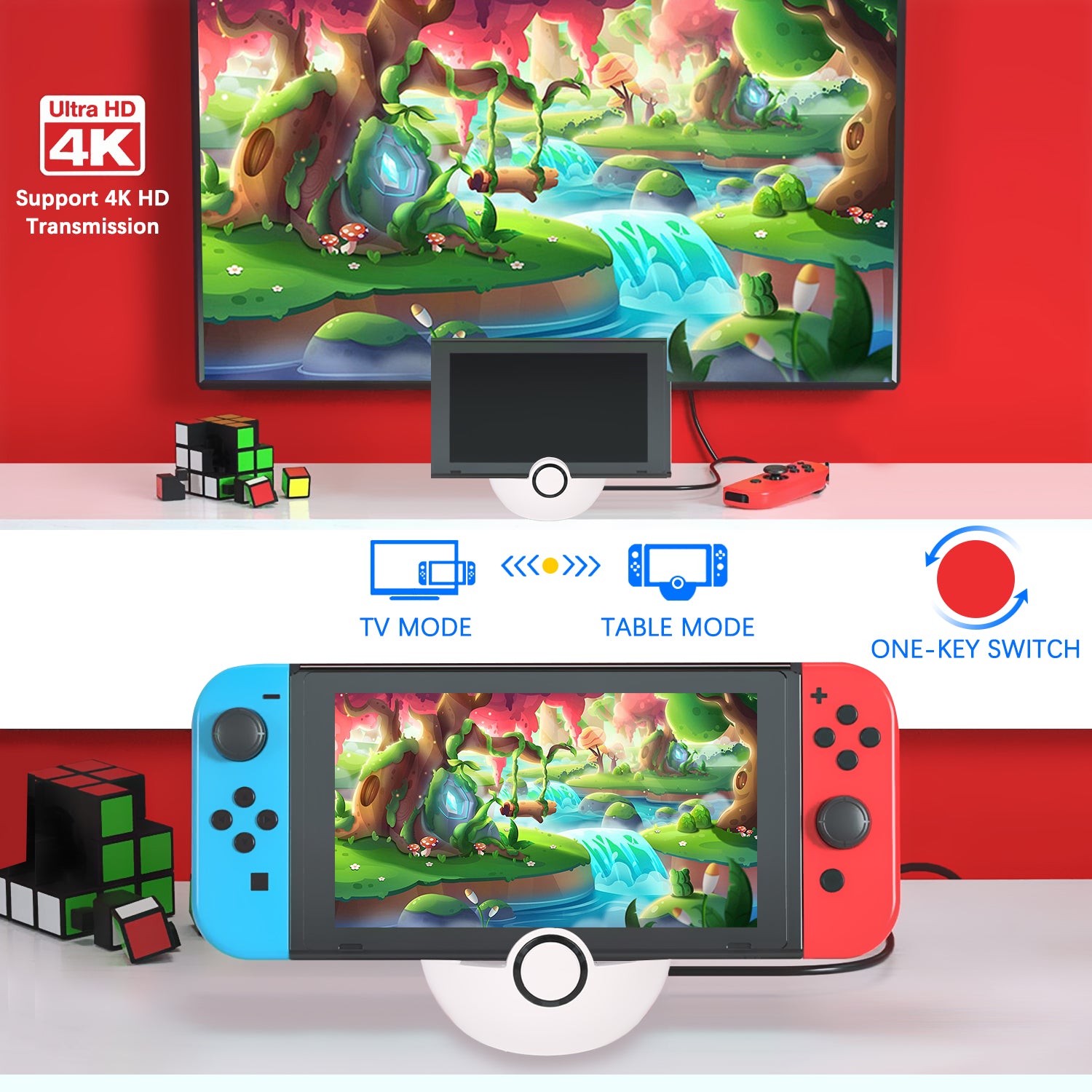 TV Dock Station for Nintendo Switch / Switch OLED with 4K HDMI Adapter/Type  C Port/USB Port 