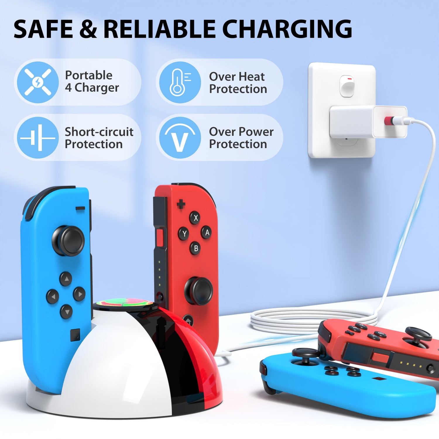 Switch Joy-con Charging Dock: Joy-con Stand with Cartoon Charging Cord